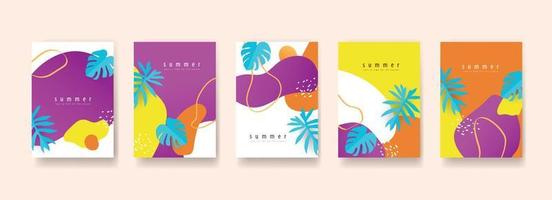 Summer poster banner template for promotion with abstract background vector