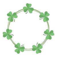 round frame with green shamrock clover on white background vector