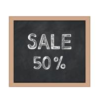black chalkboard with the inscription sale, fifty percent discount vector