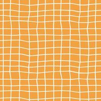 Orange checkered vector pattern. Hand draw tablecloth texture. Vector illustration.