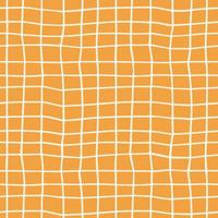 Orange checkered vector pattern. Hand draw tablecloth texture. Vector illustration.