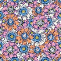 Flower field pattern. Flower Power. Hippie pattern of the sixties. Summer flowers pattern. vector