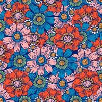 Flower field pattern. Flower Power. Hippie pattern of the sixties. Summer flowers pattern. vector