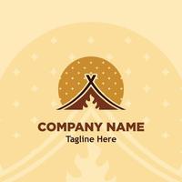 camp fire stars logo design vector