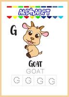 alphabet letter g is goat page. cute goat vector