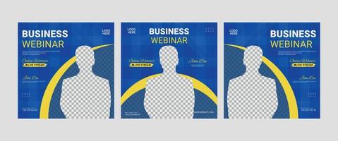 Online Business Conference live webinar banner and social media post template vector