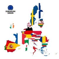 mapa de las banderas de los estados miembros de la unión europea después del brexit. ilustración vectorial aislado sobre fondo blanco vector