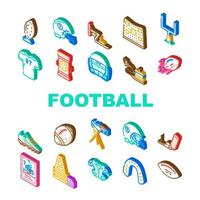 vector de conjunto de iconos de accesorios de fútbol americano