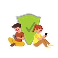 Kids Cyber Safety Connection Technology Vector