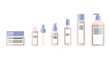 body lotions, serum, Skincare, spray, cream, sunscreen pump packaging  bottle cosmetic flat design vector