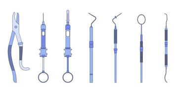 Herramienta de odontología equipo médico diseño plano ilustraciones vectoriales vector