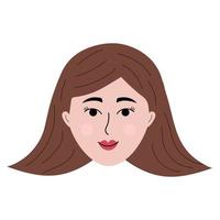 Woman face in doodle style. Colorful avatar of smiling girl. vector