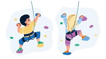 Boy And Girl Children Climbing Together Vector