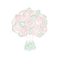 Bridal bouquet of pink roses isolated on white. Watercolor vector illustration