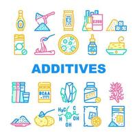 Food Additives Formula Collection Icons Set Vector