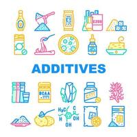 Food Additives Formula Collection Icons Set Vector