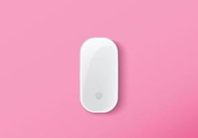 Realistic wireless mouse isolated on pink background vector