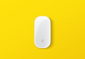 Realistic wireless mouse isolated on yellow background. Concept of Monday office working day vector