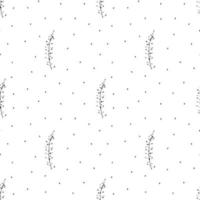 Minimalist black and white herbal pattern. Simple plant elements on white background vector