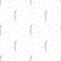 Minimalist black and white herbal pattern. Simple plant elements on white background vector