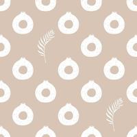 Minimalist vases and palm leaves seamless pattern in pastel colors. Boho style. White elements on beige background vector