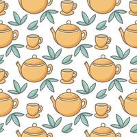 Tea time vector seamless pattern