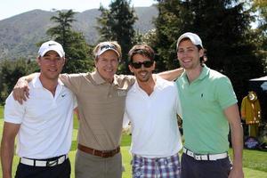 LOS ANGELES, APR 16 - Kyle Lowder, Jack Wagner, Brandon Beemer at the The Leukemia and Lymphoma Society Jack Wagner Golf Tournament at Lakeside Golf Course on April 16, 2012 in Toluca Lake, CA photo
