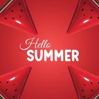 social media hello summer post design template. social media post. watermelon vector