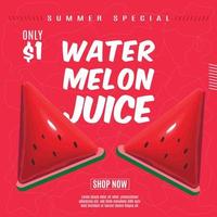 social media watermelon juice sale post design template. social media post. watermelon juice vector