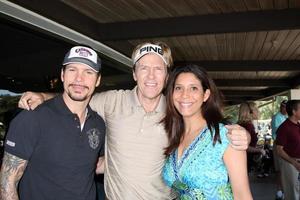 LOS ANGELES, APR 16 - Sean McNabb, Jack Wagner, Christine Devine at the The Leukemia and Lymphoma Society Jack Wagner Golf Tournament at Lakeside Golf Course on April 16, 2012 in Toluca Lake, CA photo