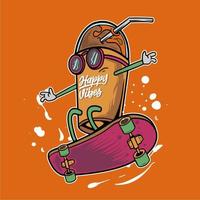 water bottle skate bord vector