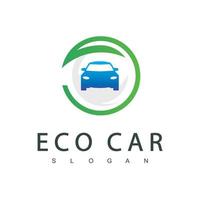 logotipo de coche ecológico icono de coche eléctrico y amigable vector