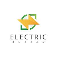 Electric Logo Green Energy Concept using Bolt And Leaf Icon