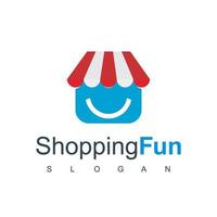 plantilla de diseño de logotipo de tienda en línea, diversión de compras, símbolo de tienda vector