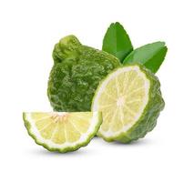 Fresh Begamot with leaves isolated on white background photo