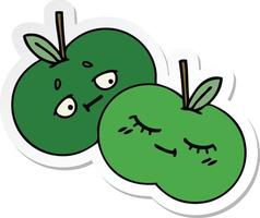 sticker of a cute cartoon apples vector