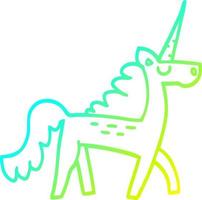 cold gradient line drawing cartoon mystical unicorn vector