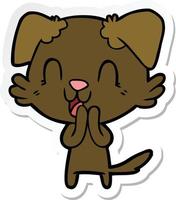 sticker of a laughing cartoon dog vector