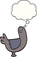 cartoon pigeon and thought bubble vector