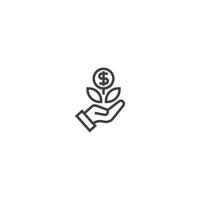 planta de árbol de dinero con icono de línea de dólar de moneda. signo de estilo lineal para concepto móvil y diseño web. icono de vector de contorno. símbolo, ilustración de logotipo. gráfico vectorial