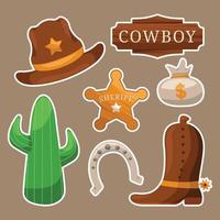 Wild Wild West Object Stickers Collection vector