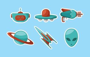 Sci Fiction Object Stickers Collection vector