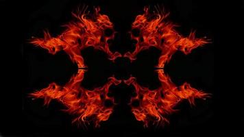 A beautiful flame shaped as imagined. like from hell, showing a dangerous and fiery fervor, black background photo
