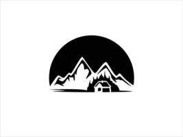 picture of a house under the mountain as a design illustration vector background