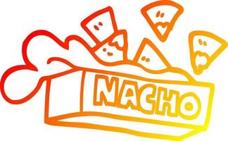 warm gradient line drawing cartoon nacho box vector