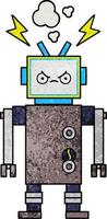 robot de dibujos animados de textura grunge retro vector