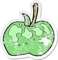 retro distressed sticker of a cartoon apple vector