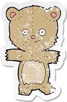 retro distressed sticker of a cartoon teddy bear vector