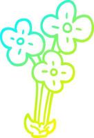 dibujo de línea de gradiente frío ramo de flores de dibujos animados vector