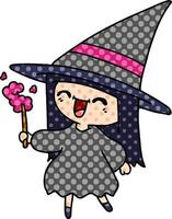 cartoon of cute kawaii witch vector